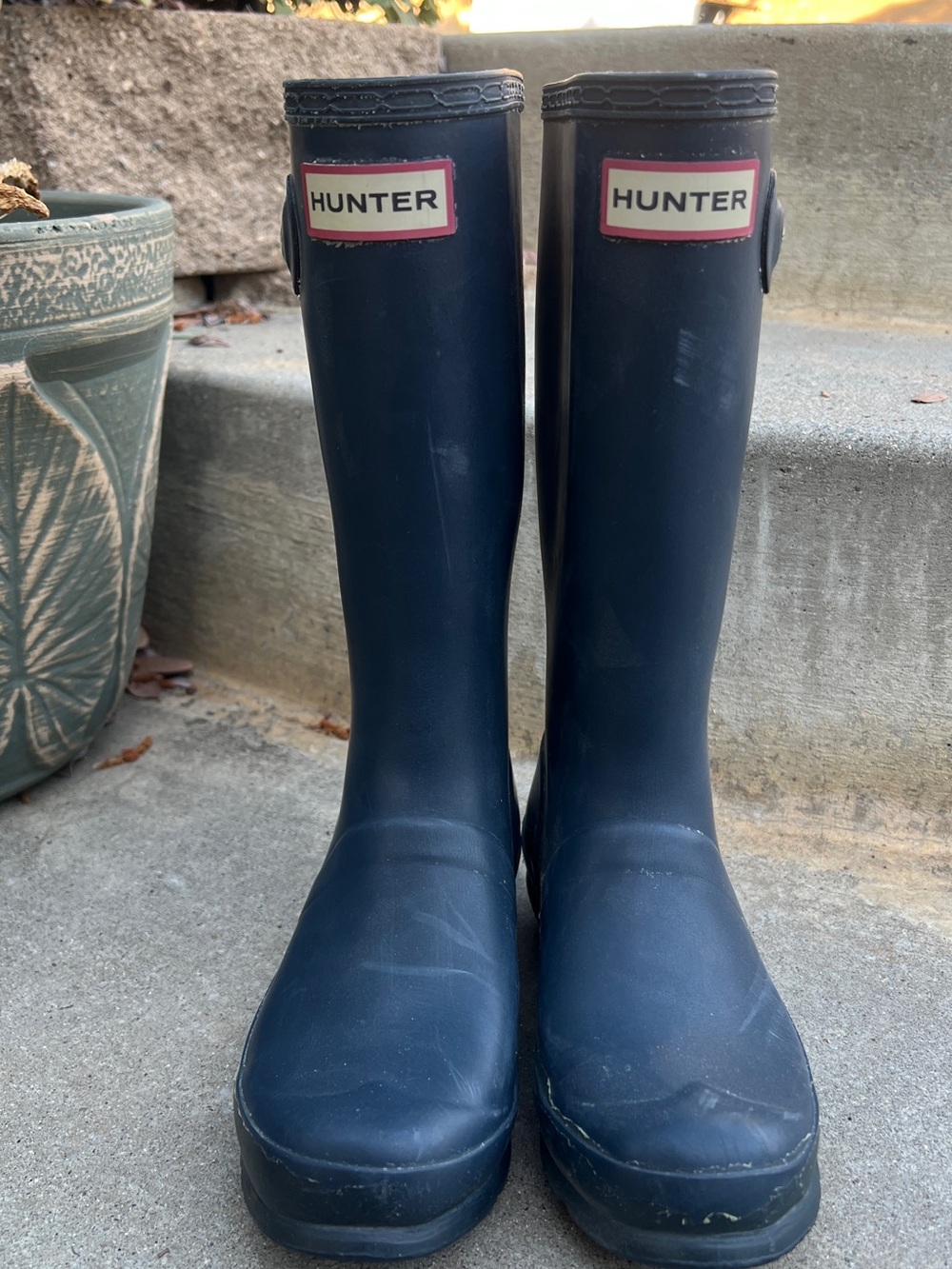 Hunter Navy Blue Kids Rain Boots size 3G/2B